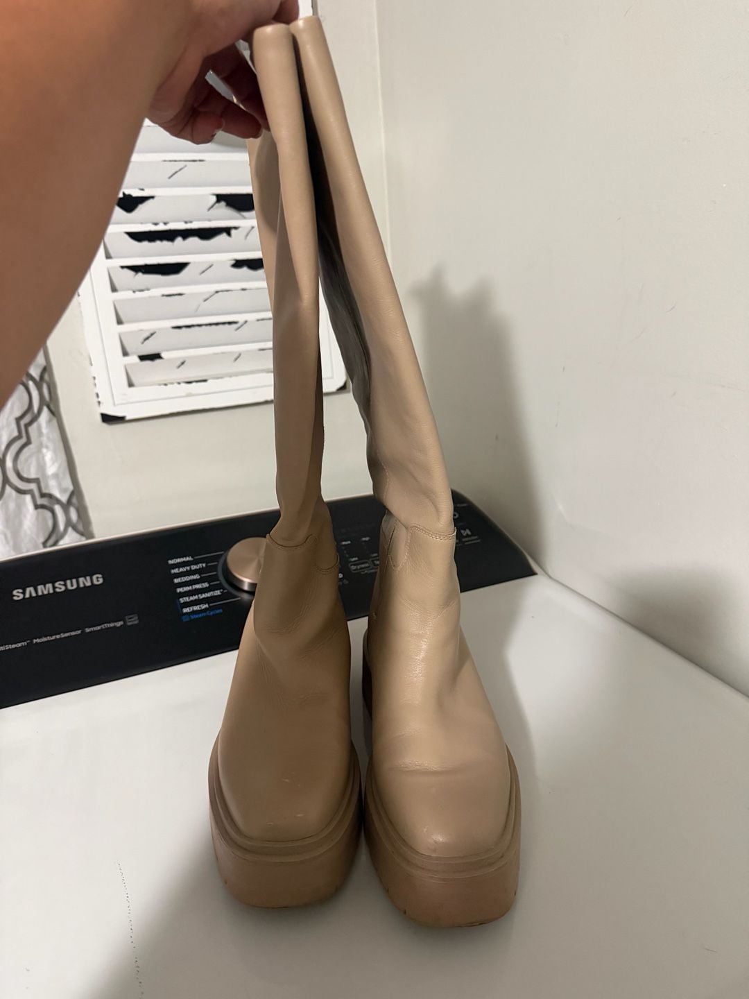 Sam Edelman Larina Tan Leather Tall Platform Boots Size 8.5 — image 2 of 5